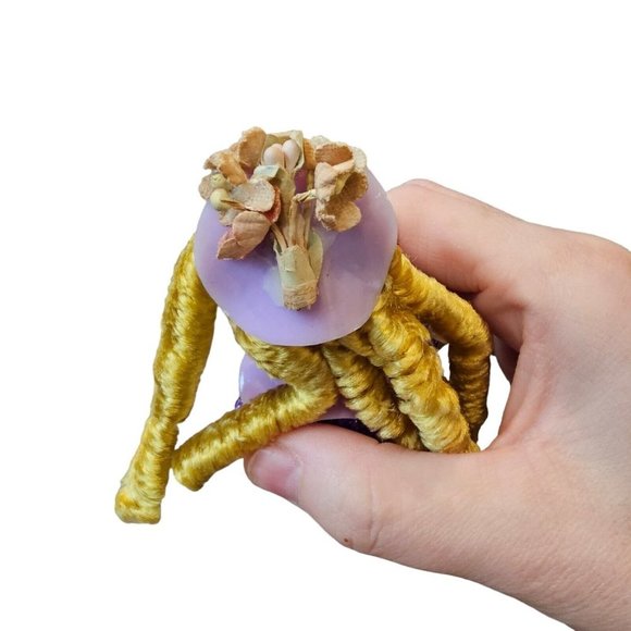 VTG 70s Ugly Pig Purple Blonded Beaded Safety Pin Figure Miss Piggy 4" Unique - Picture 5 of 9